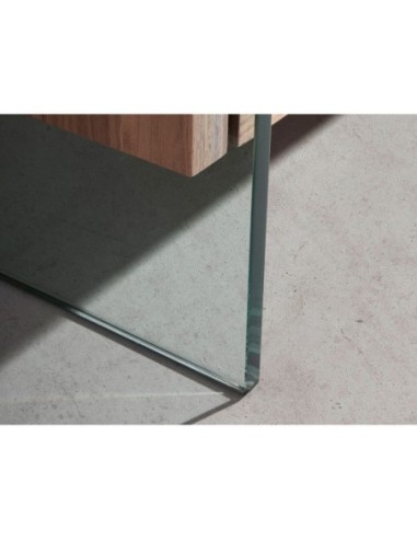 Mesa centro rectangular nogal y cristal templado