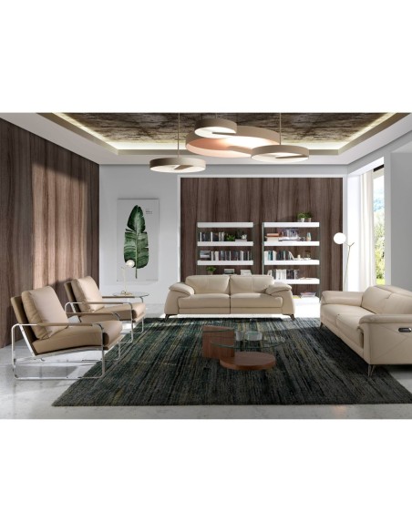 Mesa centro redonda cristal templado y nogal