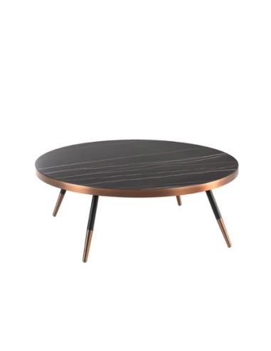 Mesa centro redonda mármol porcelánico y acero...