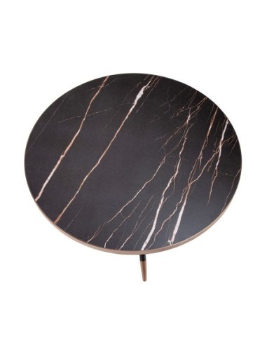 Mesa centro redonda mármol porcelánico y acero...