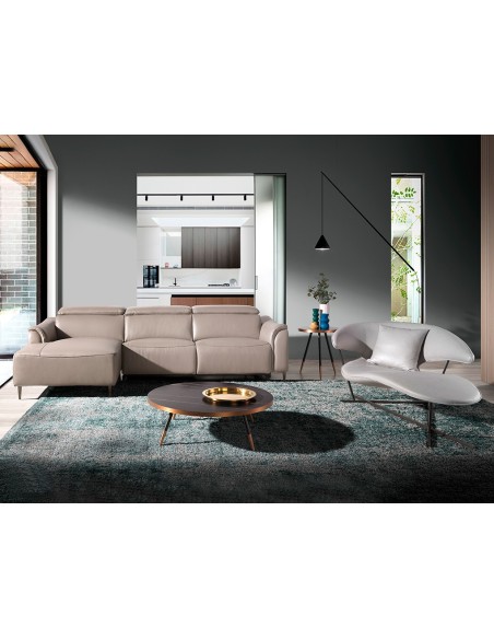 Mesa centro redonda mármol porcelánico y acero negro