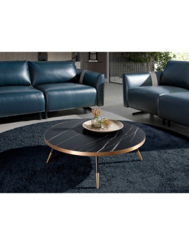 Mesa centro redonda mármol porcelánico y acero...