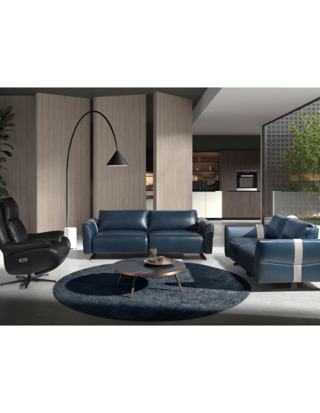 Mesa centro redonda mármol porcelánico y acero negro