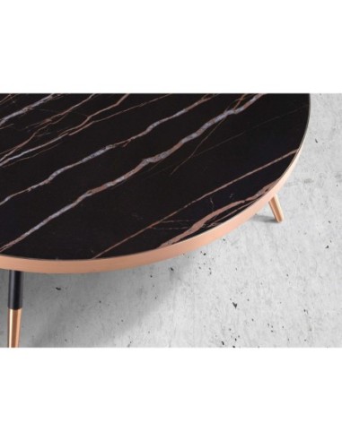 Mesa centro redonda mármol porcelánico y acero...