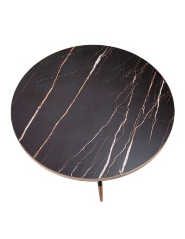 Mesa centro redonda mármol porcelánico y acero...