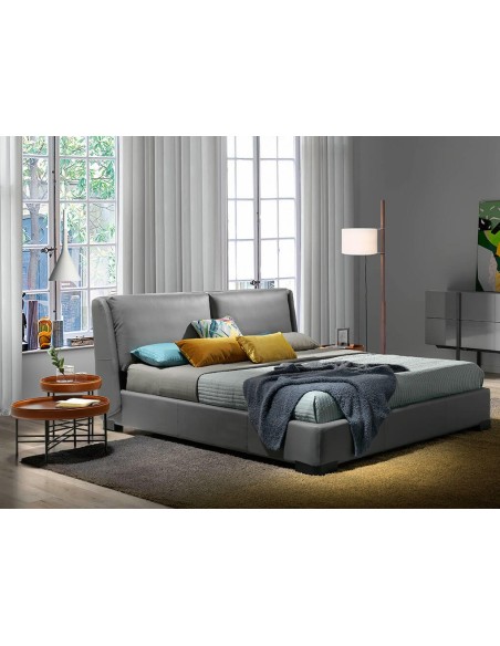 Mesa centro redonda polipiel, nogal y acero negro