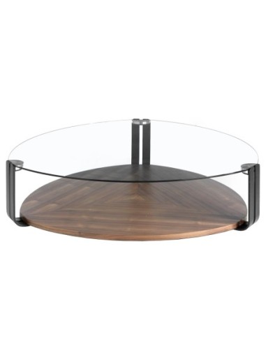 Mesa centro triangular cristal templado, acero...