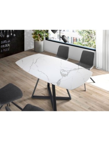 Mesa comedor extensible ovalada barril mármol...