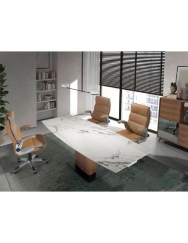 Mesa comedor extensible ovalada barril mármol...