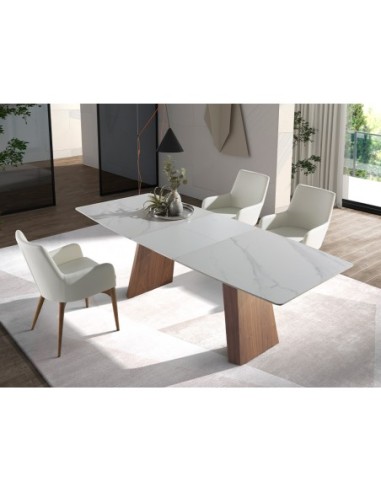 Mesa comedor extensible ovalada barril mármol...