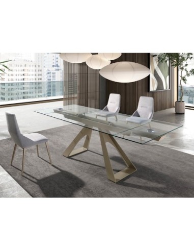 Mesa comedor extensible rectangular cristal...