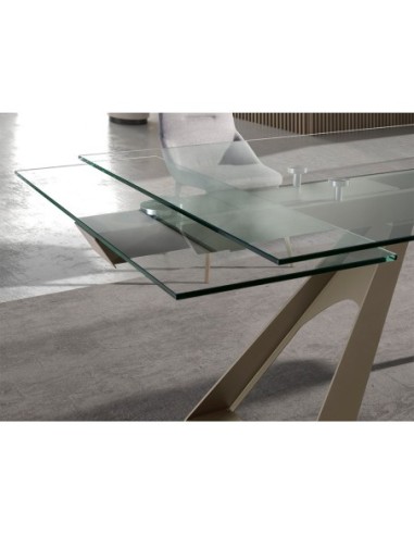 Mesa comedor extensible rectangular cristal...