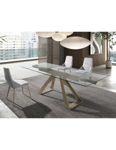 Mesa comedor extensible rectangular cristal...