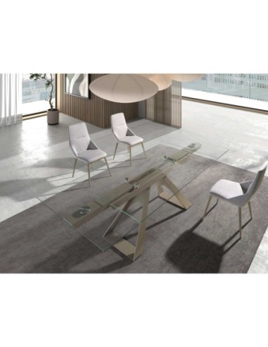 Mesa comedor extensible rectangular cristal...