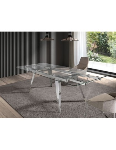 Mesa comedor extensible rectangular cristal...