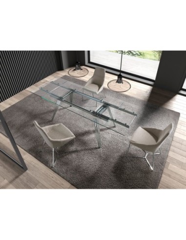 Mesa comedor extensible rectangular cristal...