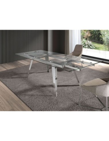 Mesa comedor extensible rectangular cristal...