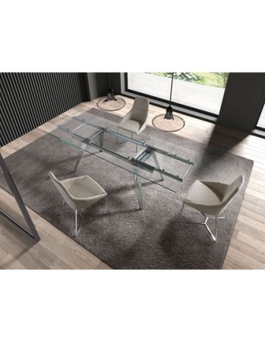 Mesa comedor extensible rectangular cristal...