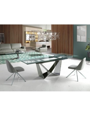 Mesa comedor extensible rectangular cristal...
