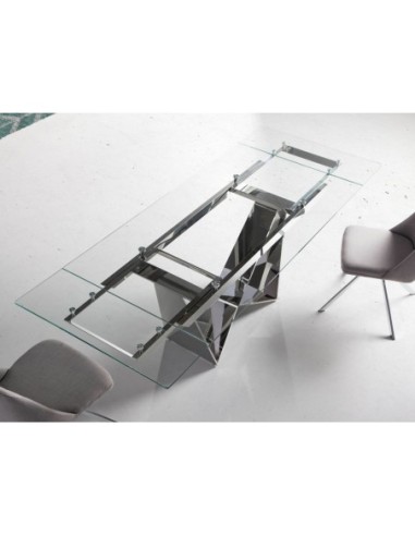 Mesa comedor extensible rectangular cristal...
