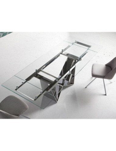 Mesa comedor extensible rectangular cristal...