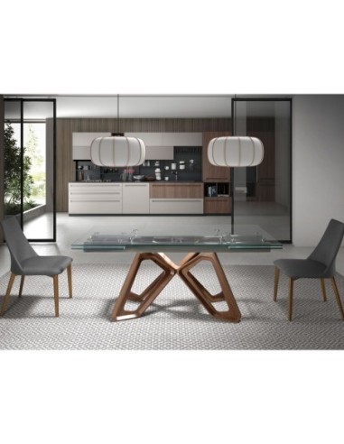 Mesa comedor extensible rectangular cristal...