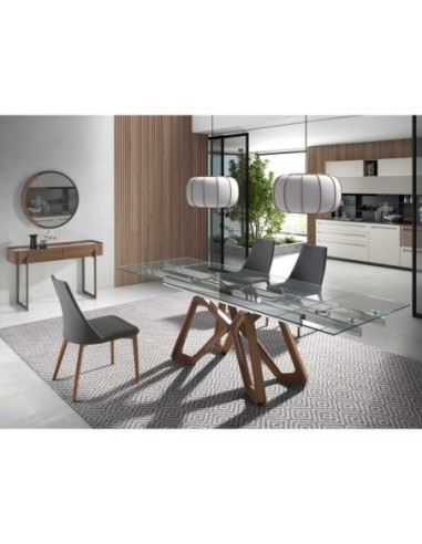 Mesa comedor extensible rectangular cristal...