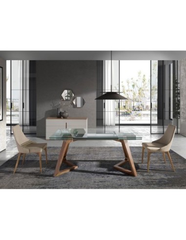 Mesa comedor extensible rectangular cristal...