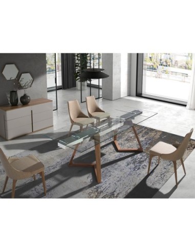 Mesa comedor extensible rectangular cristal...