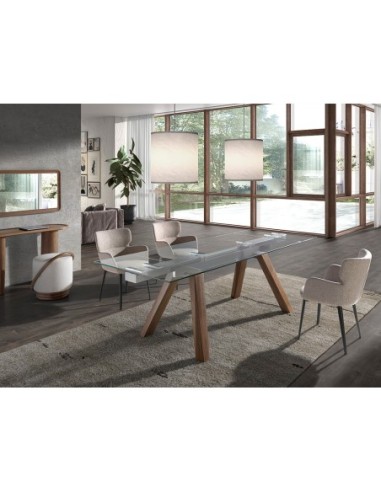 Mesa comedor extensible rectangular cristal...