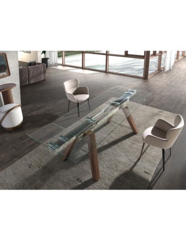 Mesa comedor extensible rectangular cristal...