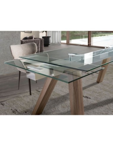 Mesa comedor extensible rectangular cristal...