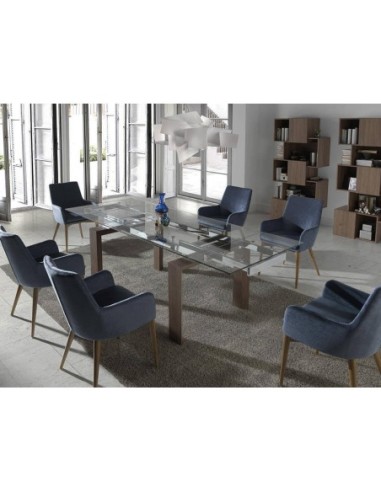 Mesa comedor extensible rectangular cristal...