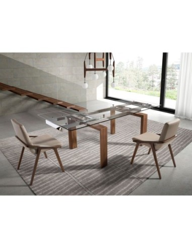Mesa comedor extensible rectangular cristal...