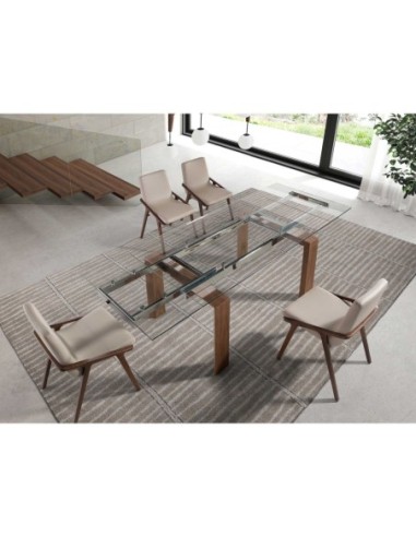Mesa comedor extensible rectangular cristal...