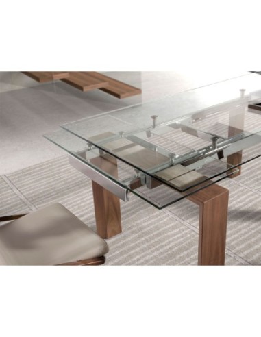 Mesa comedor extensible rectangular cristal...