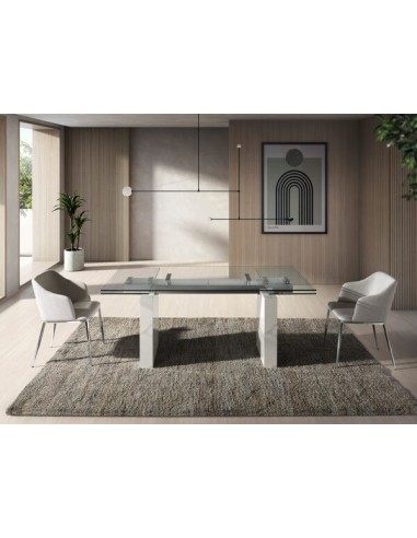 Mesa comedor extensible rectangular cristal...