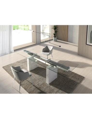 Mesa comedor extensible rectangular cristal...