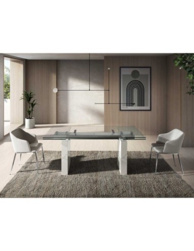 Mesa comedor extensible rectangular cristal...