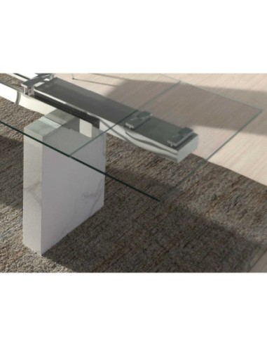 Mesa comedor extensible rectangular cristal...