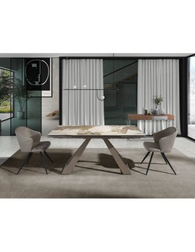 Mesa comedor extensible rectangular mármol...
