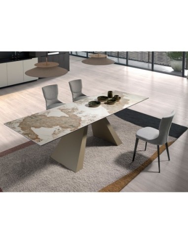 Mesa comedor extensible rectangular mármol...