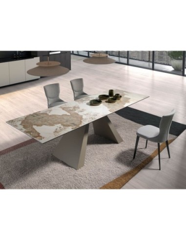 Mesa comedor extensible rectangular mármol...