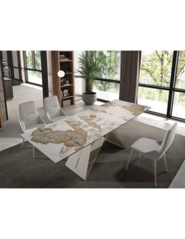 Mesa comedor extensible rectangular mármol...