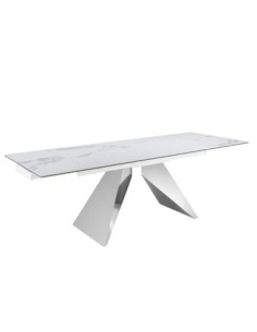 Mesa comedor extensible rectangular mármol porcelánico y... 2