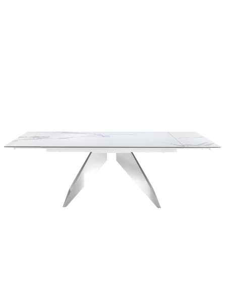 Mesa comedor extensible rectangular mármol porcelánico y acero cromado