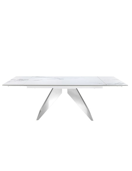 Mesa comedor extensible rectangular mármol porcelánico y acero cromado