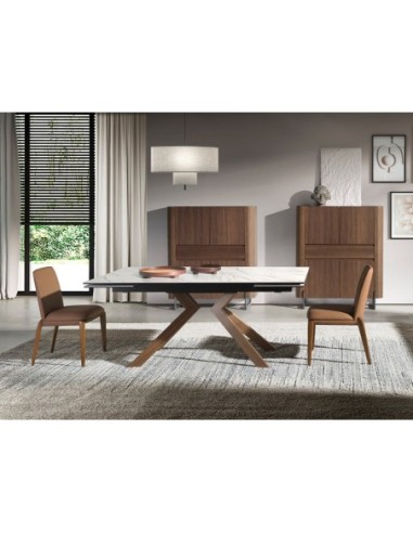Mesa comedor extensible rectangular mármol...
