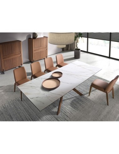 Mesa comedor extensible rectangular mármol...