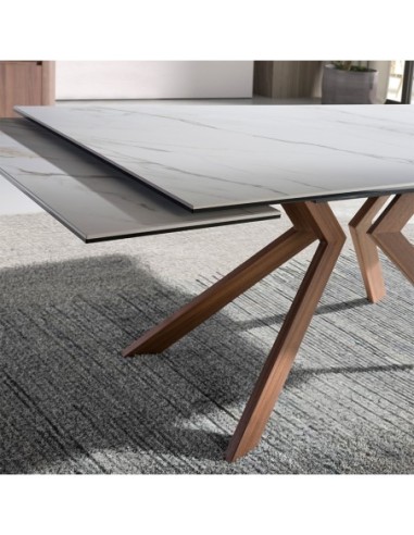 Mesa comedor extensible rectangular mármol...